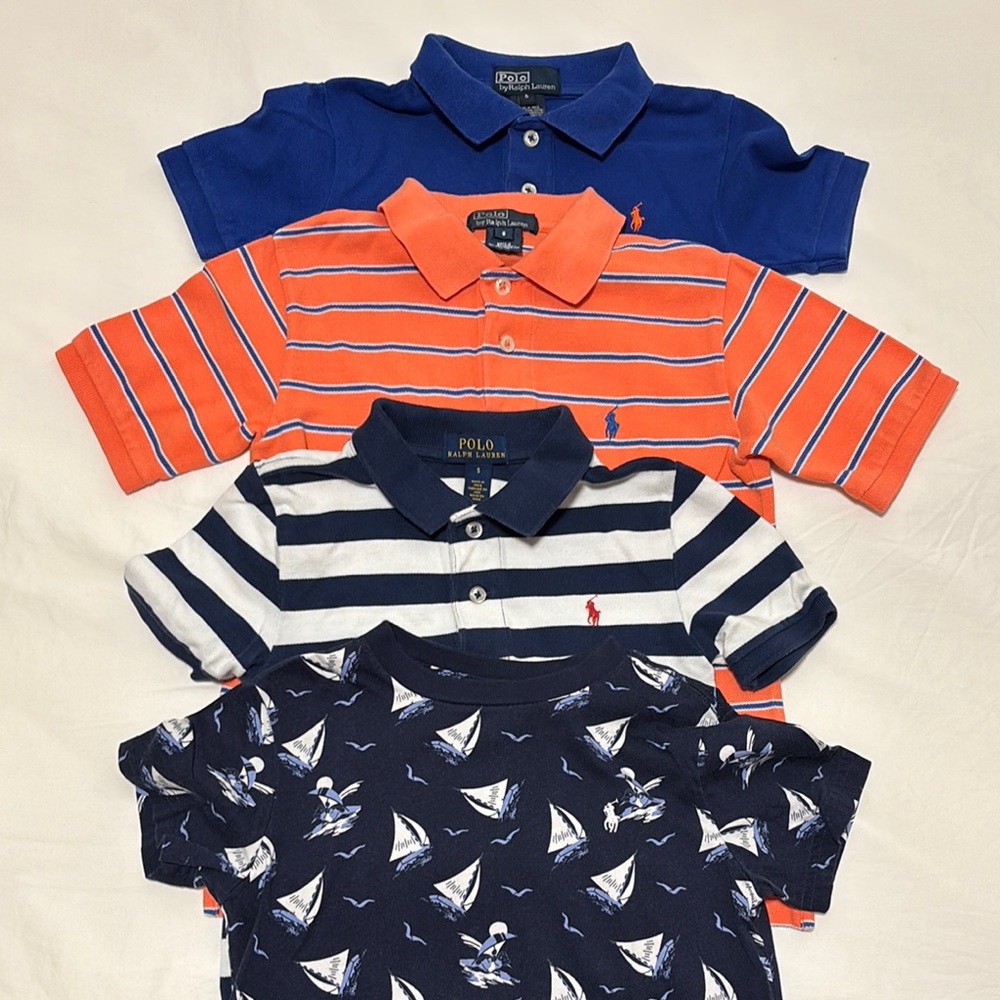 Ralph Lauren Boys Polo Shirt Bundle - Blue, Orange, Navy